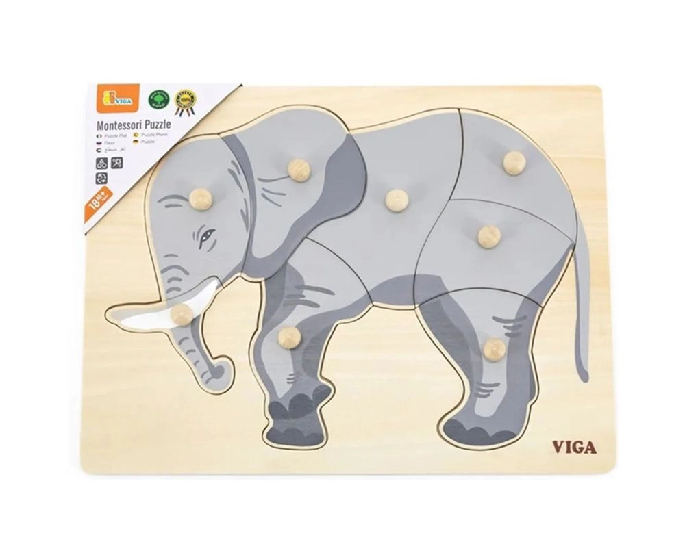 Wooden Puzzle Elephant - 3+ 9 pieces