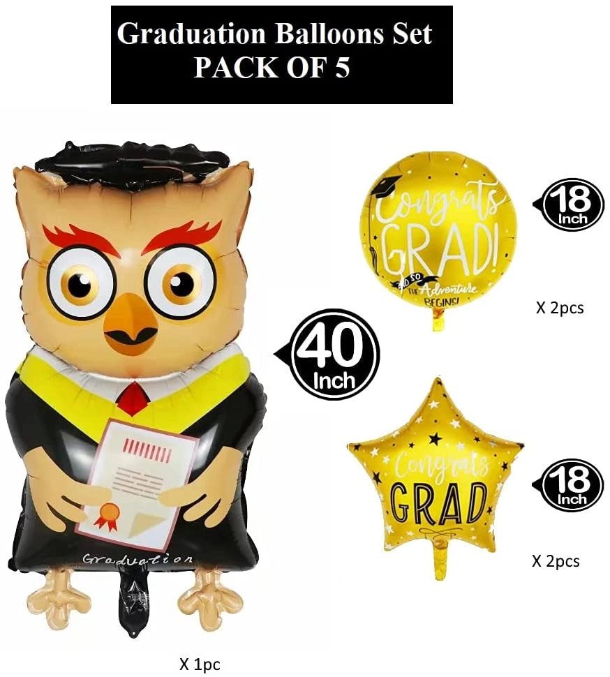 Grad Balloons - 5Pcs Graduation