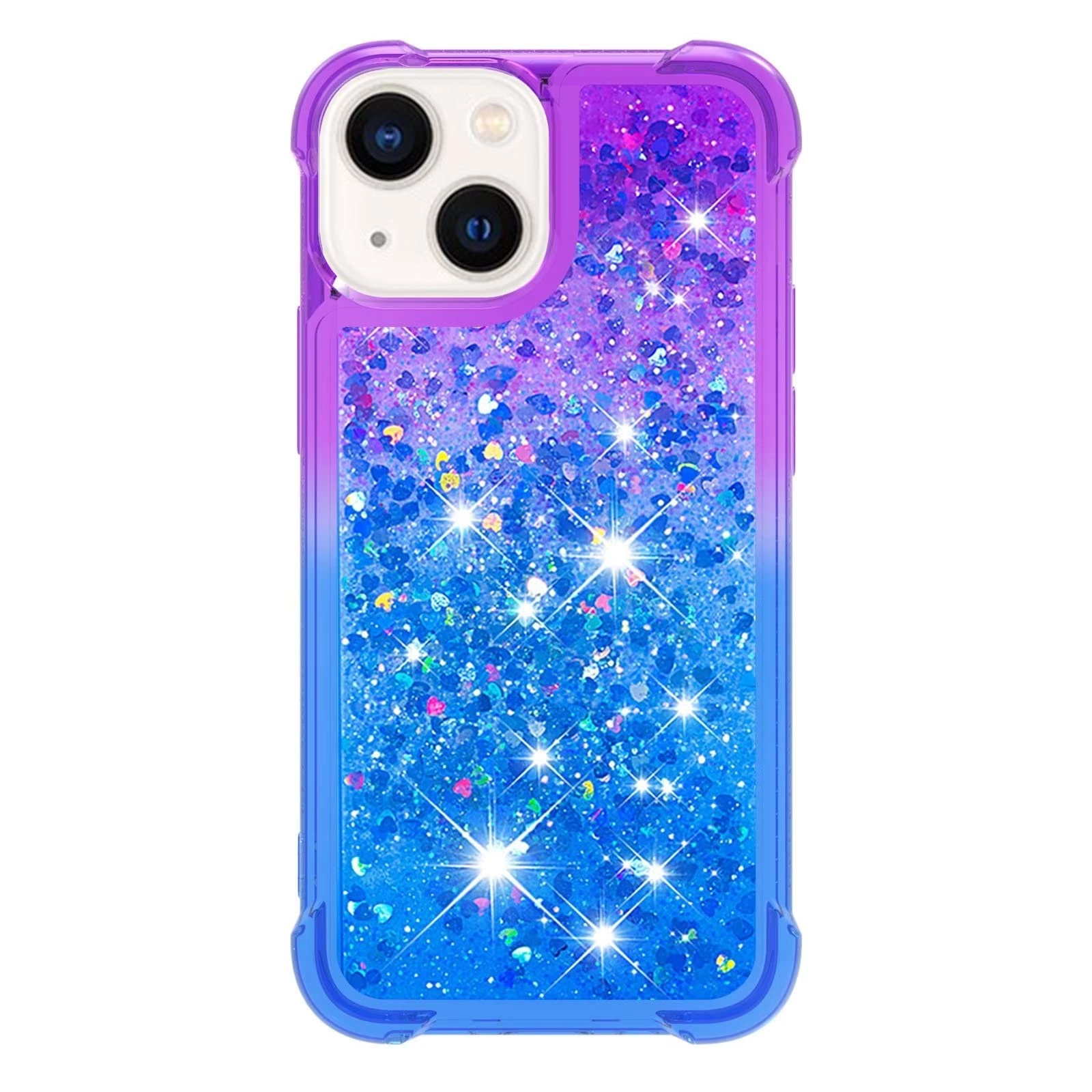 TTVV Glitter Moving Quicksand Flowing Cover - TPU Silicone Bumper for iPhone 14