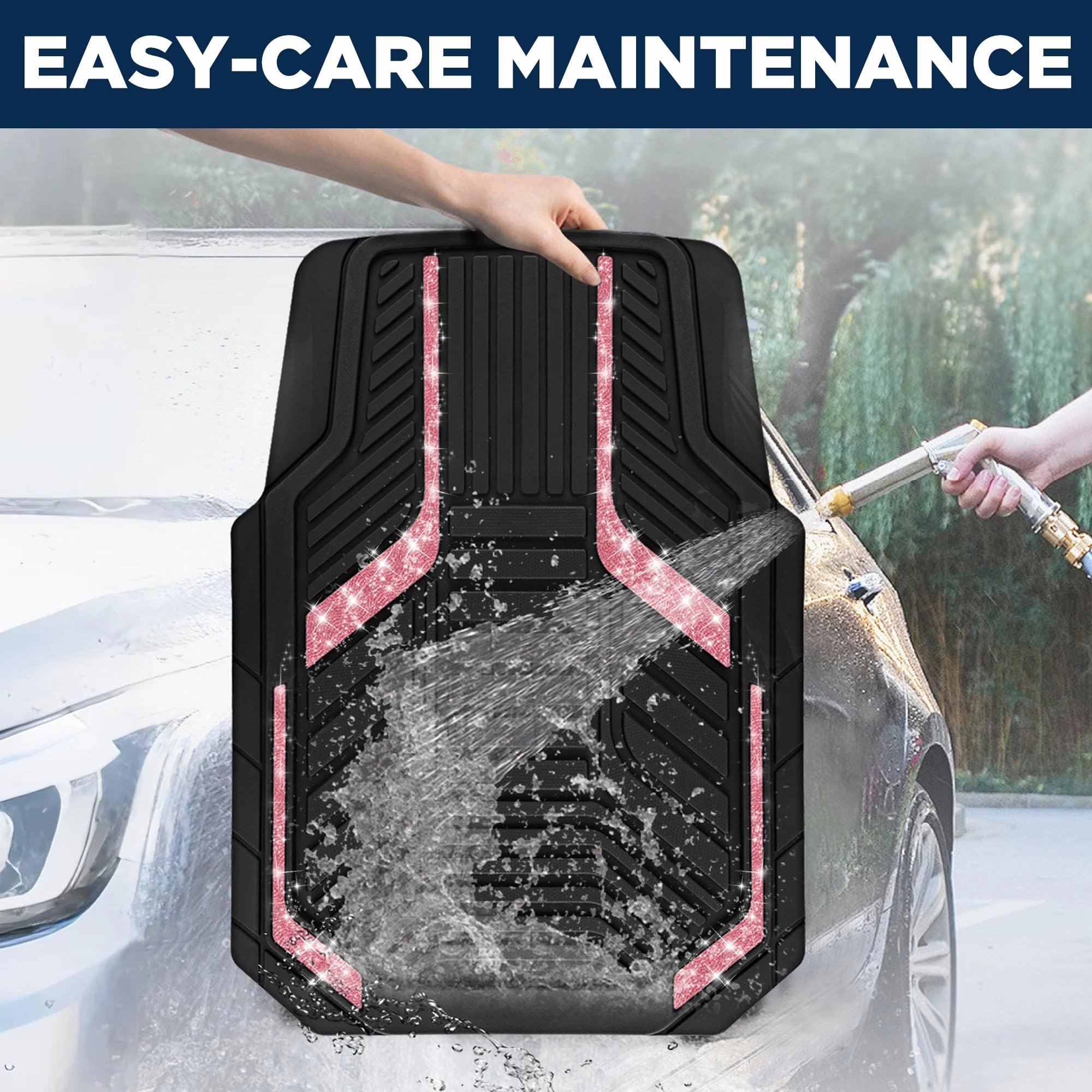 Heavy Duty Rubber Floor Mats - Pink Universal Fit