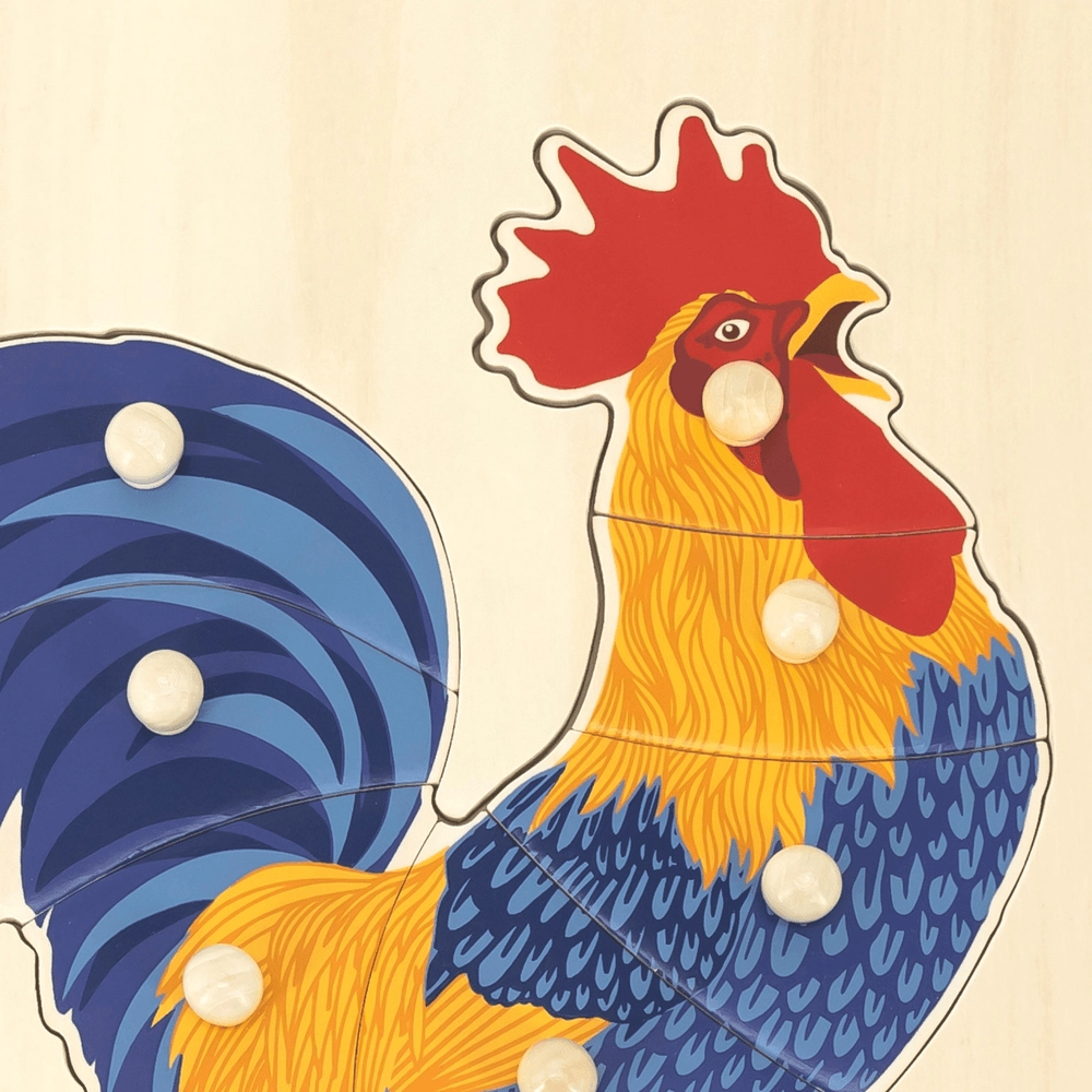 Montessori Wooden Knob Puzzle Set Rooster - Suitable for 18 months & above 8 pieces