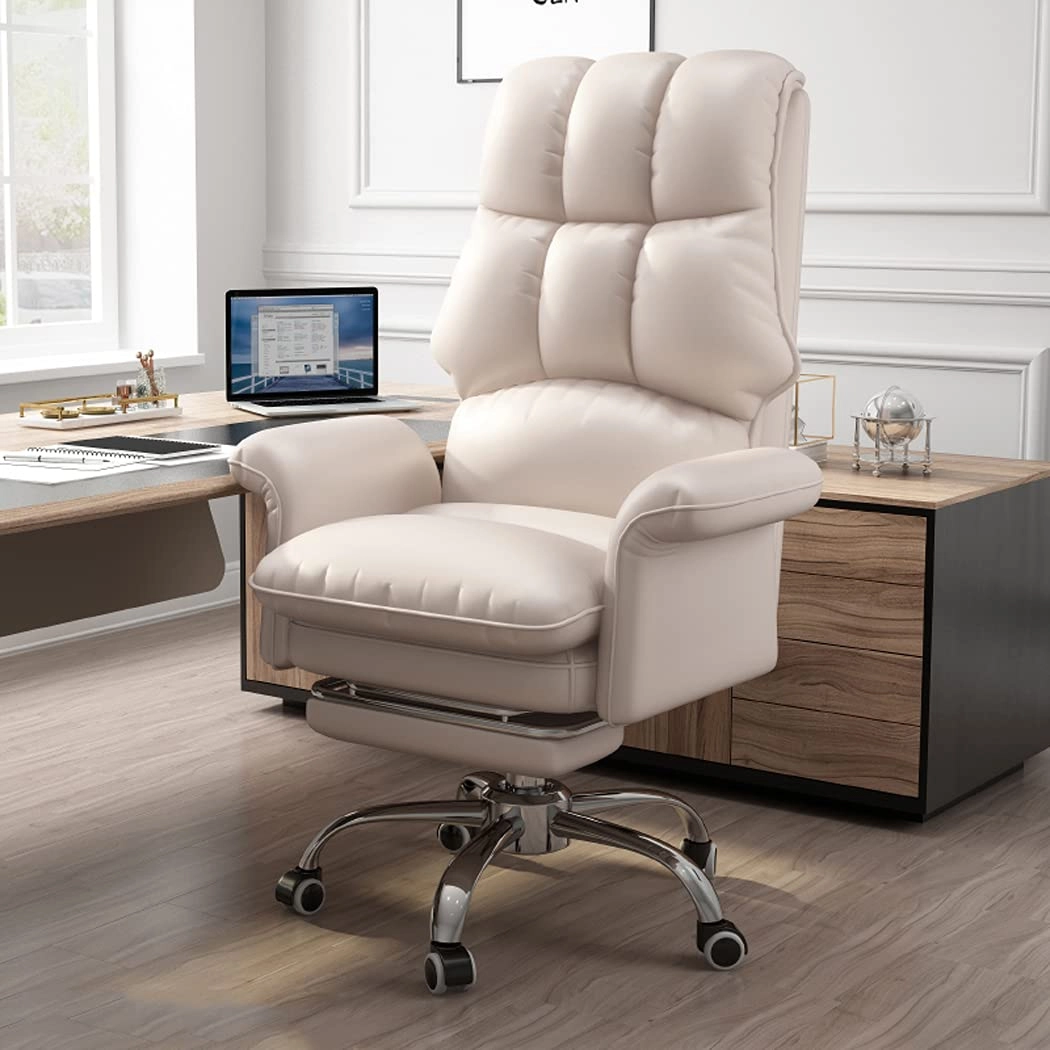 Desk Chair - PU Leather Brown High Back