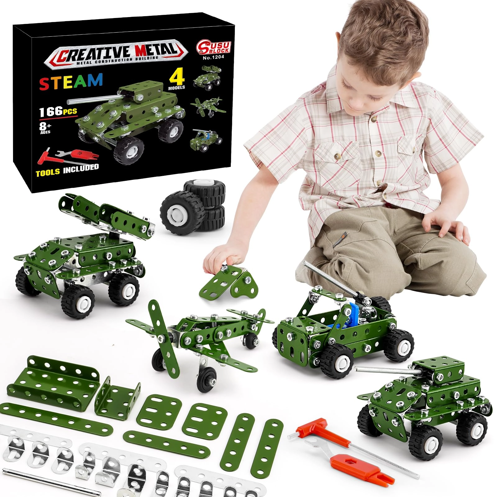 BESTYMXY Model Building Kit - 4 in1 166 pcs for ages 8+