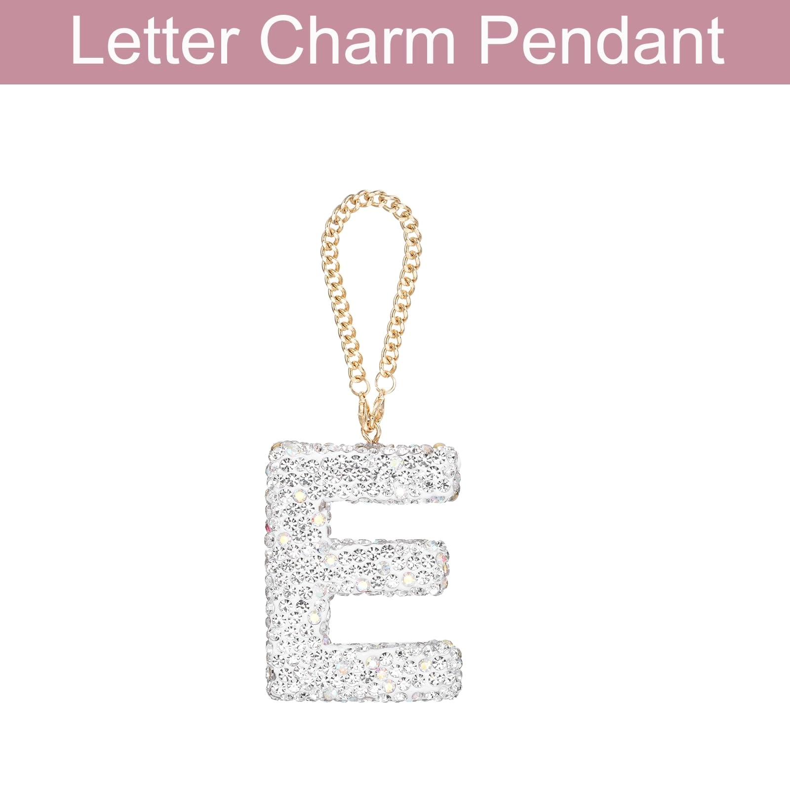 Bling Car Letter Charm - Initial E Pink