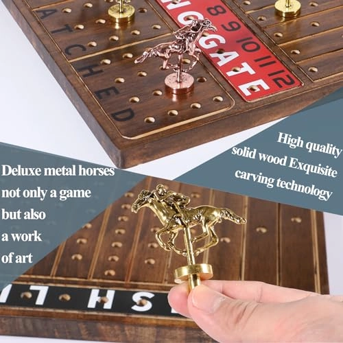 Horse Race Board Game - 11 Horses 4 Dice Solid Wood