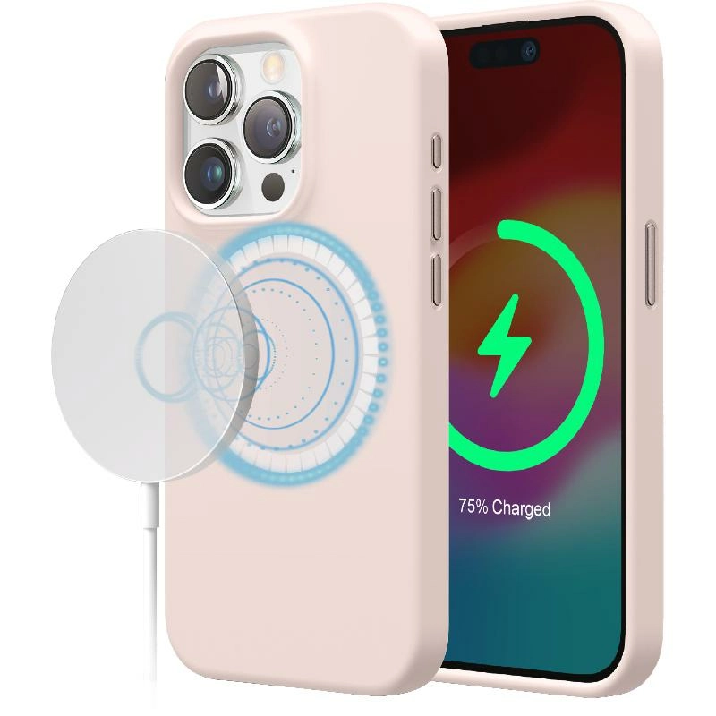Magnetic Silicone Back Cover Mobile Case with MagSafe for iPhone 16 Pro Max