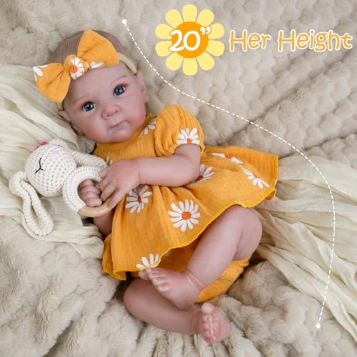 Reborn Baby Doll - 20-inch Vinyl Soft Cloth Body Girl Ages 3+