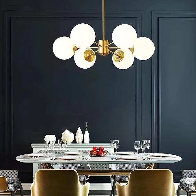 GOLD 41/6 - 6 Light Golden and Frosted Glass