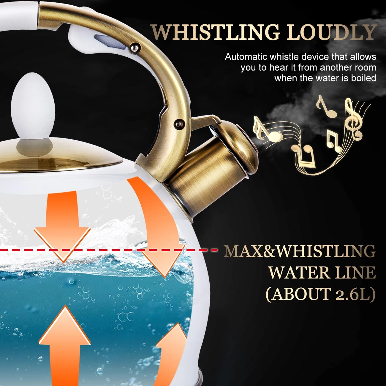 Stove Top Whistling Tea Kettle - Stainless Steel 2.64 Quarts