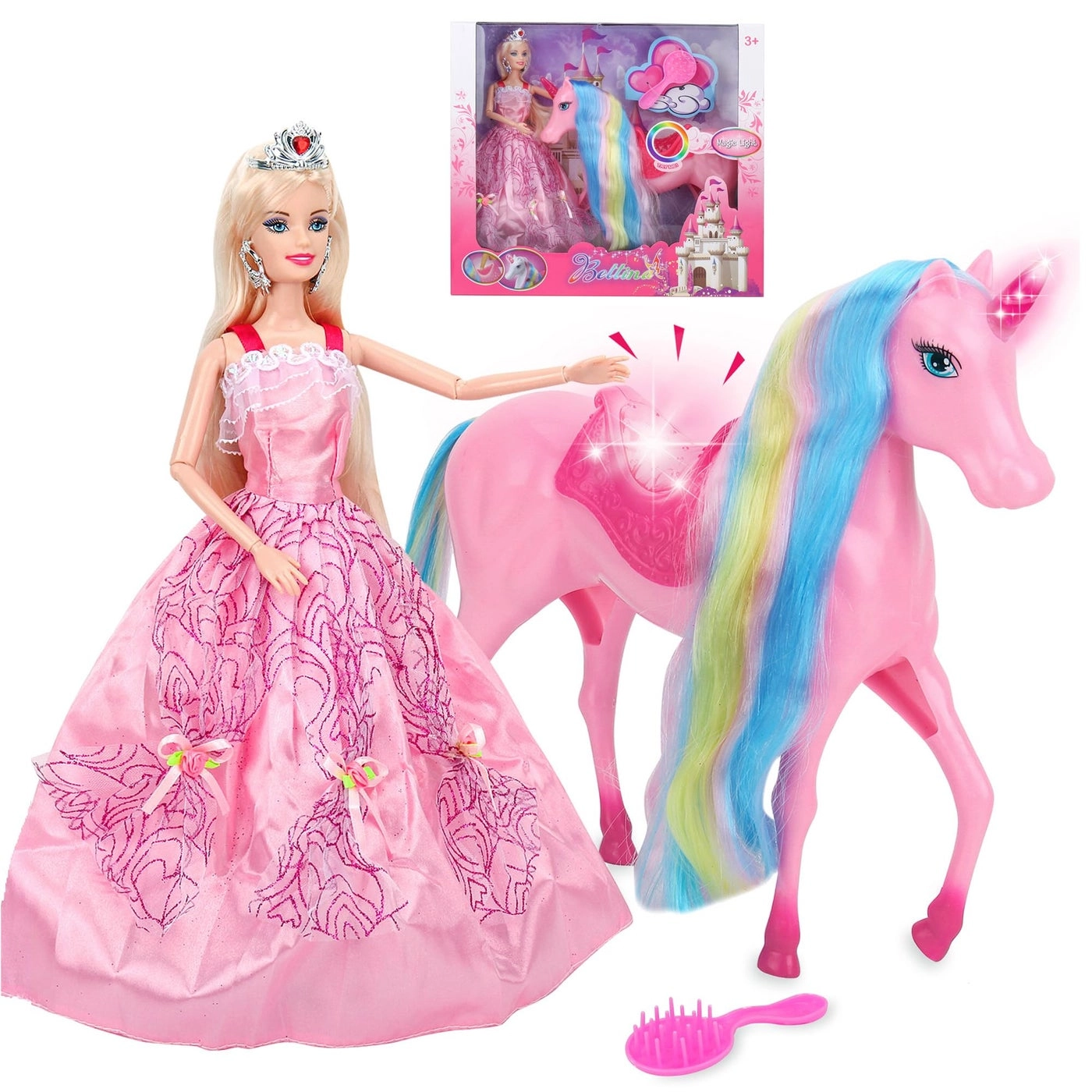 Unicorn Princess Doll - Magical Light Mane and Tail Set