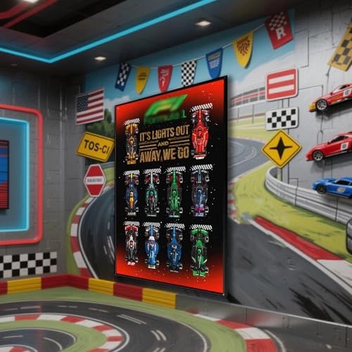 Wall Mount Display Frame - 40x120CM Black for Le*go 77242-77252 F1 Racing Car