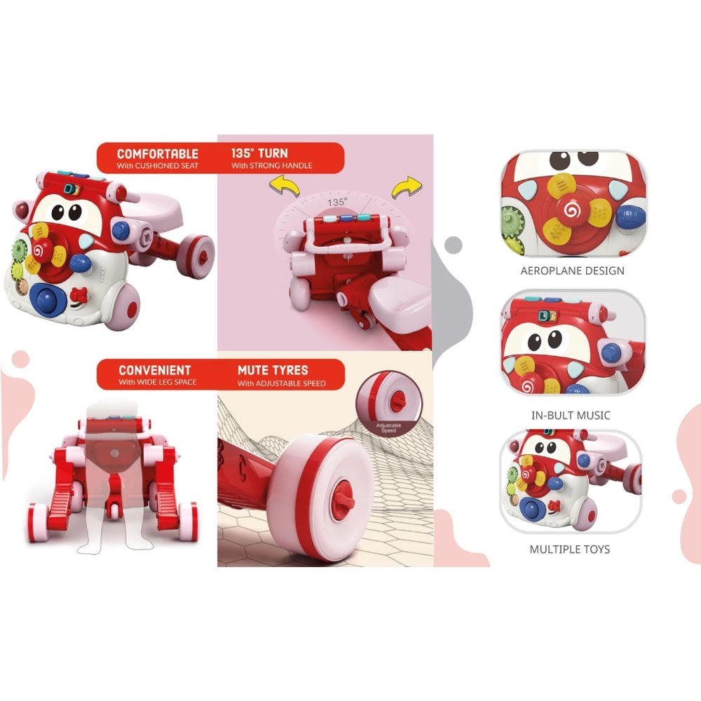 3-in-1 Baby Walker - Musical Keyboard Learning Table Mode