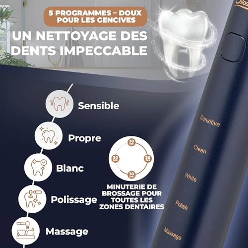 Sonic Toothbrush - 40,000 vibrations per minute 5 Programs Travel Case