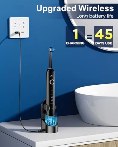Sonic Electric Toothbrush - 8 Heads Travel Case Light Blue