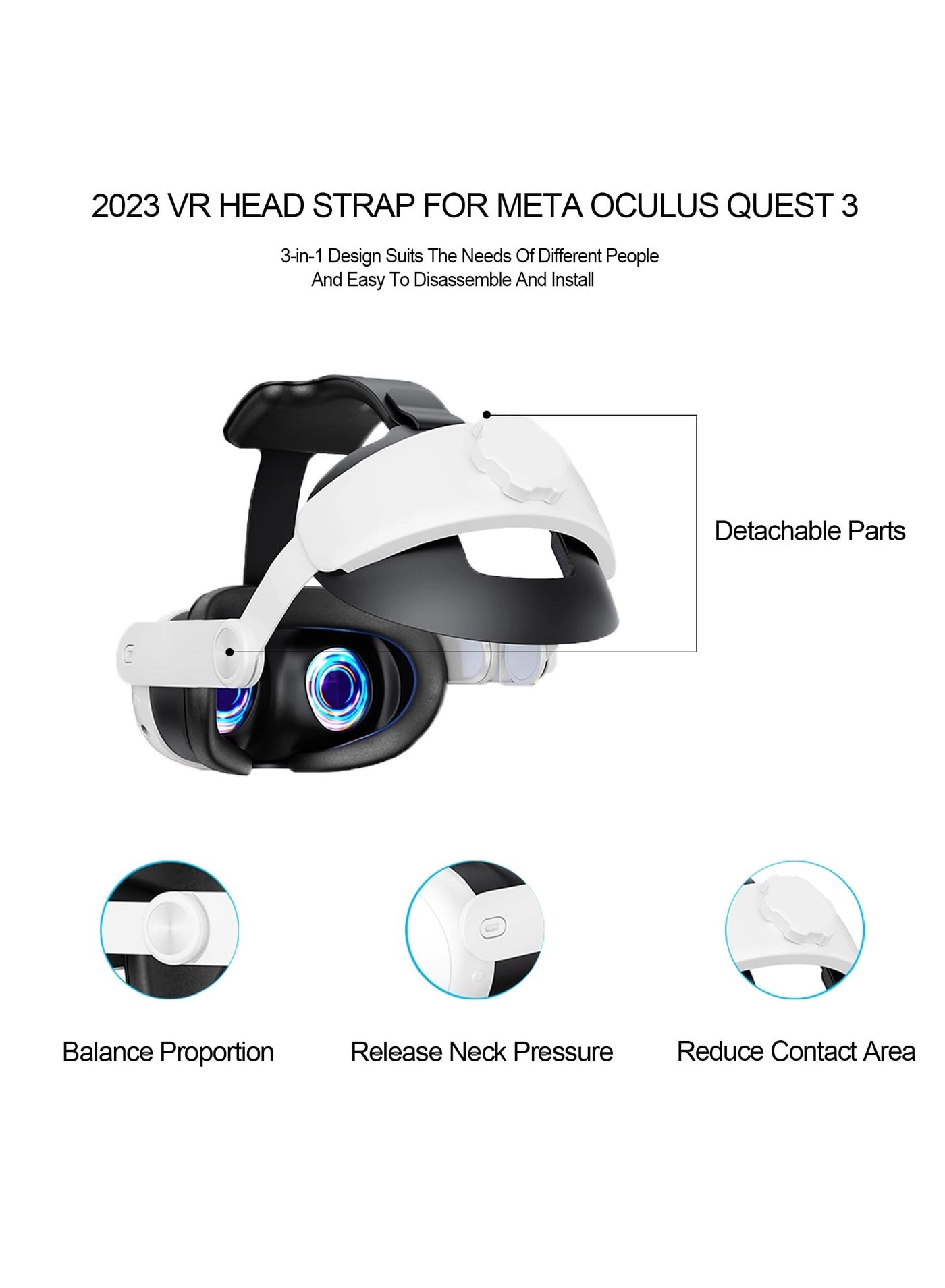 Head Strap - Oculus Quest 3 3-in-1 Adjustable Halo Headband