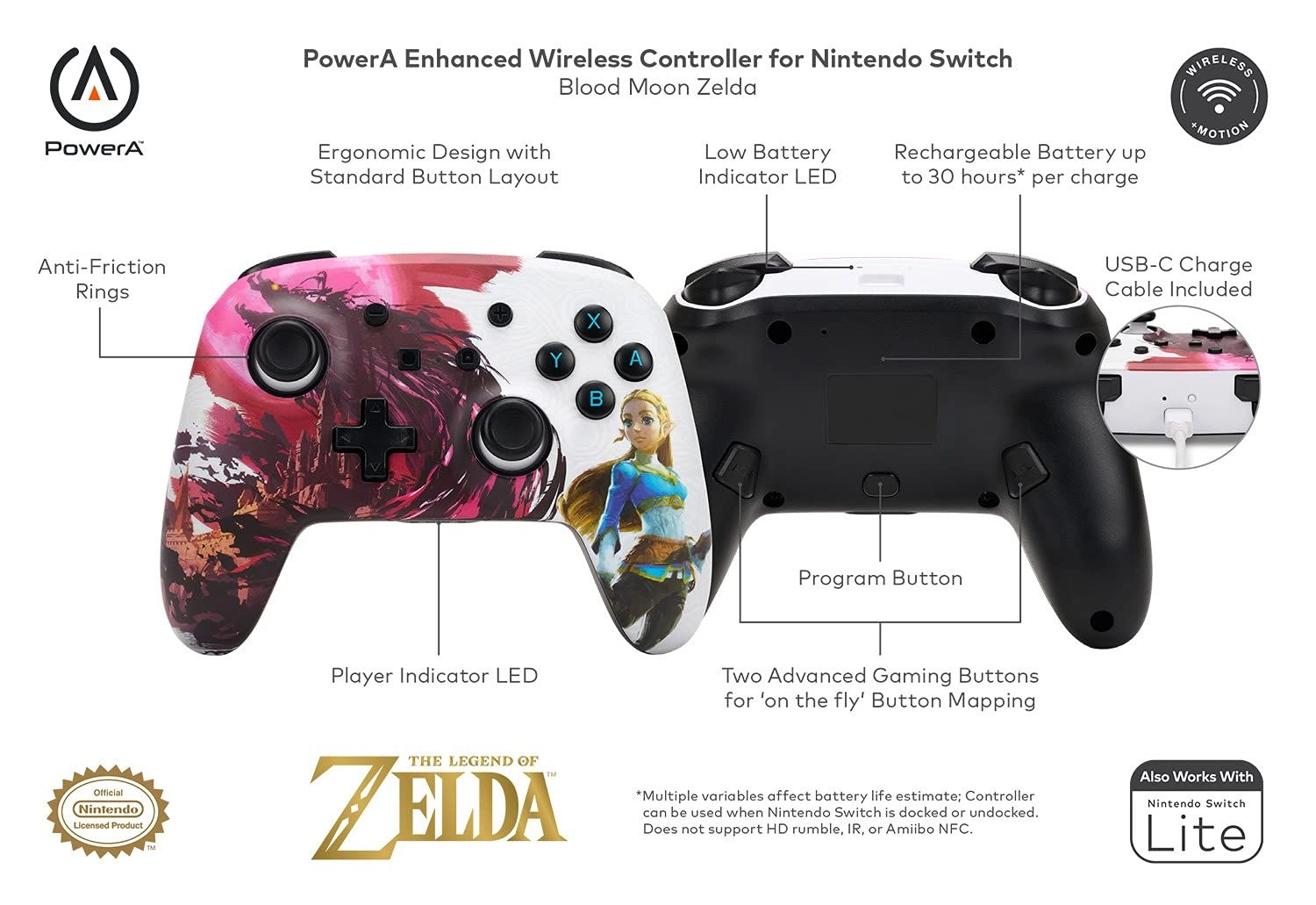 Enhanced Wireless Controller - Blood Moon Zelda