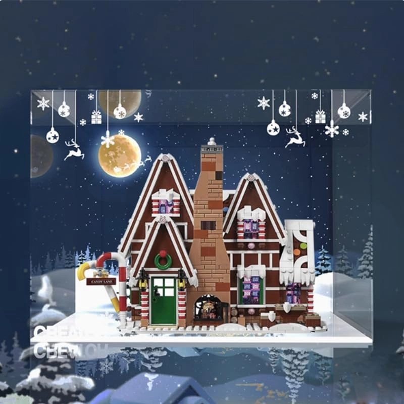 HCAEIOFJ Display Case for Lego Creator Expert 10267 - 35x25x25cm Wood Bottom+backgrond1