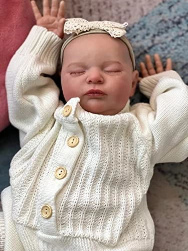 Reborn Baby Doll - 19 inches Silicone Asleep Brown eyes