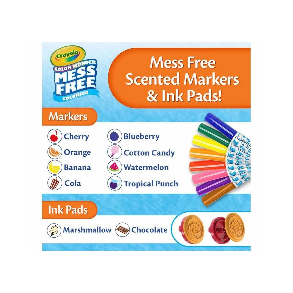 Color Wonder Deluxe Stamper Kit - 50 pieces 10 Art Stamps 8 Scented Markers 2 Scented Ink Pads 1 Stamp Holder