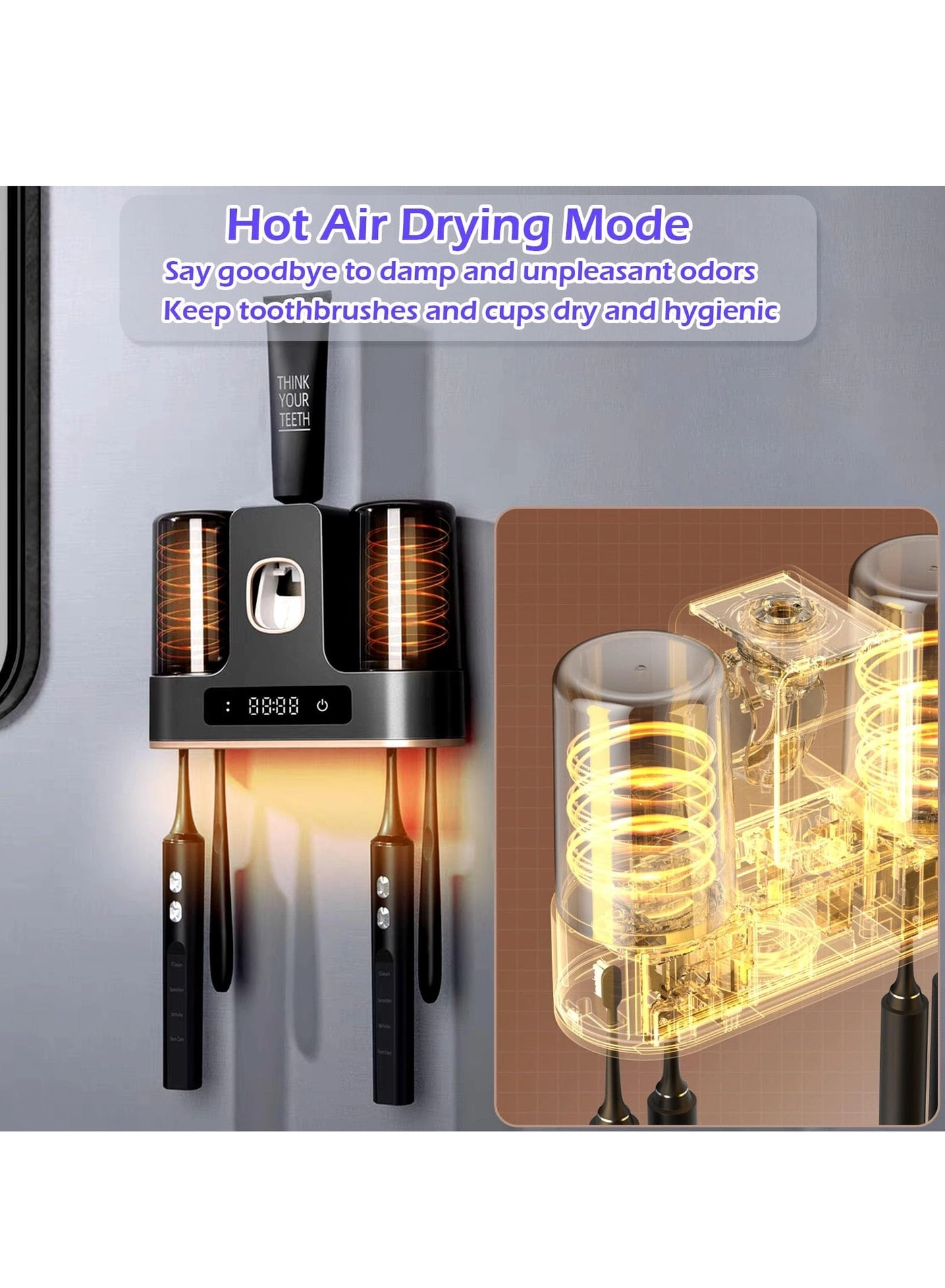 Toothbrush Holder - Wall Mounted 4 toothbrush slots