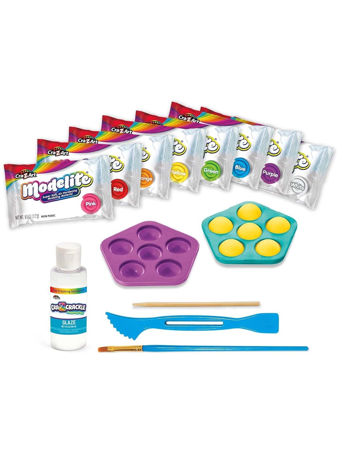 Cra-Z-Art Cra-Z-Crackle Clay - 8 colors with molds & tools