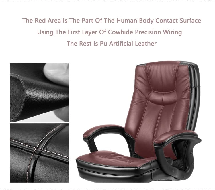 Desk Chair - PU Leather Brown High Back