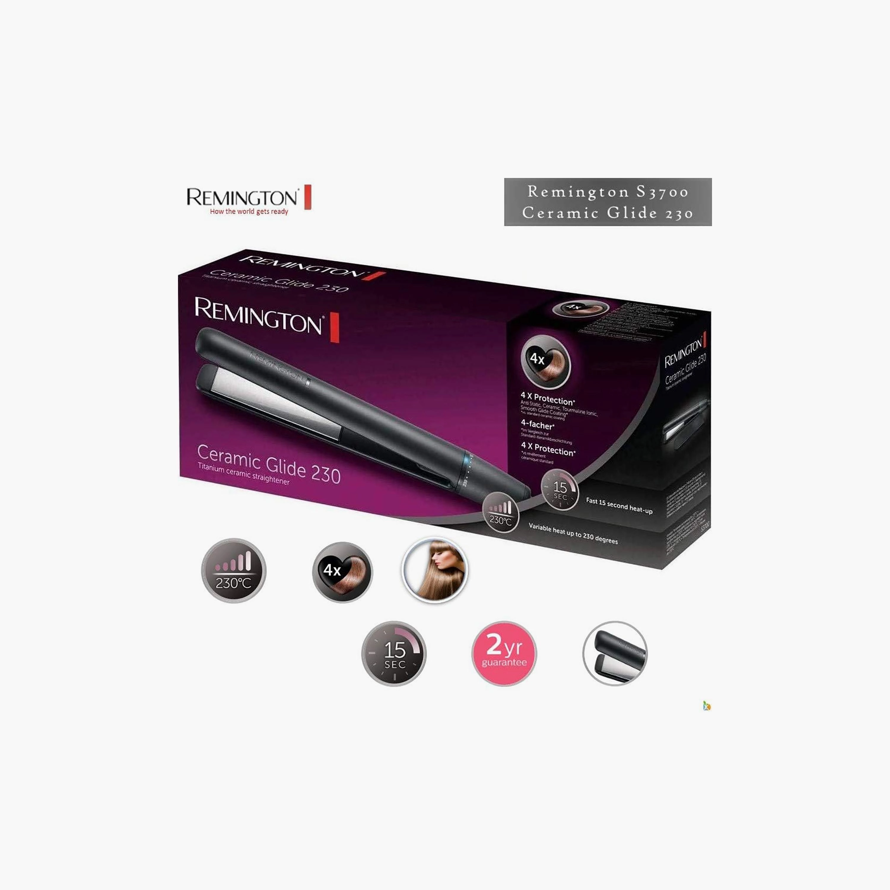 Hair Straightener S3700 - Black 1.8 metre cord