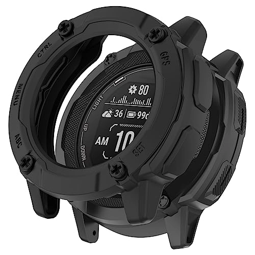 Bumper Case for Instinct 2X Solar 50mm - Shock-proof Shatter-resistant Black+Green 2-Pack