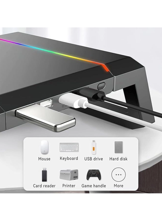 T6 monitor stand riser - 4 USB 3.0 HUB RGB lighting