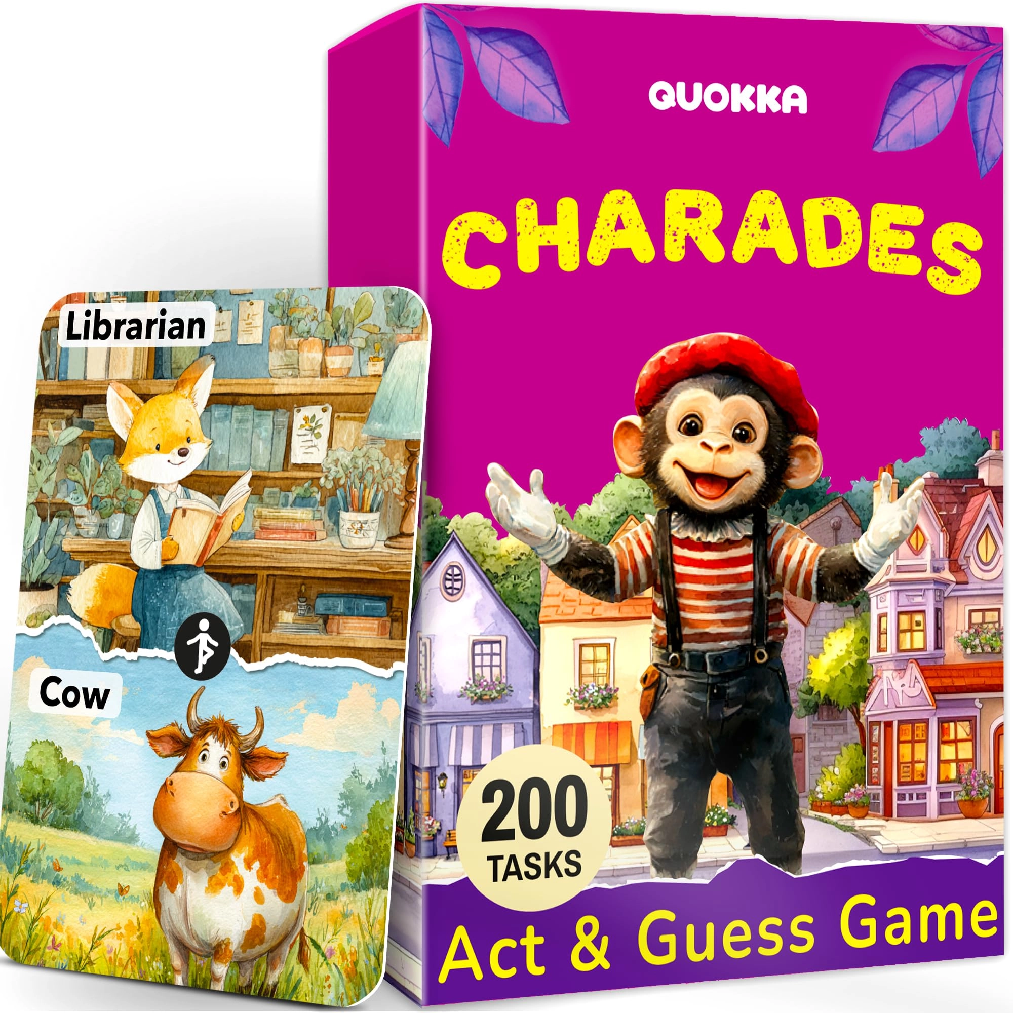 quokka Charades for Kids - 100 Cards Party Game