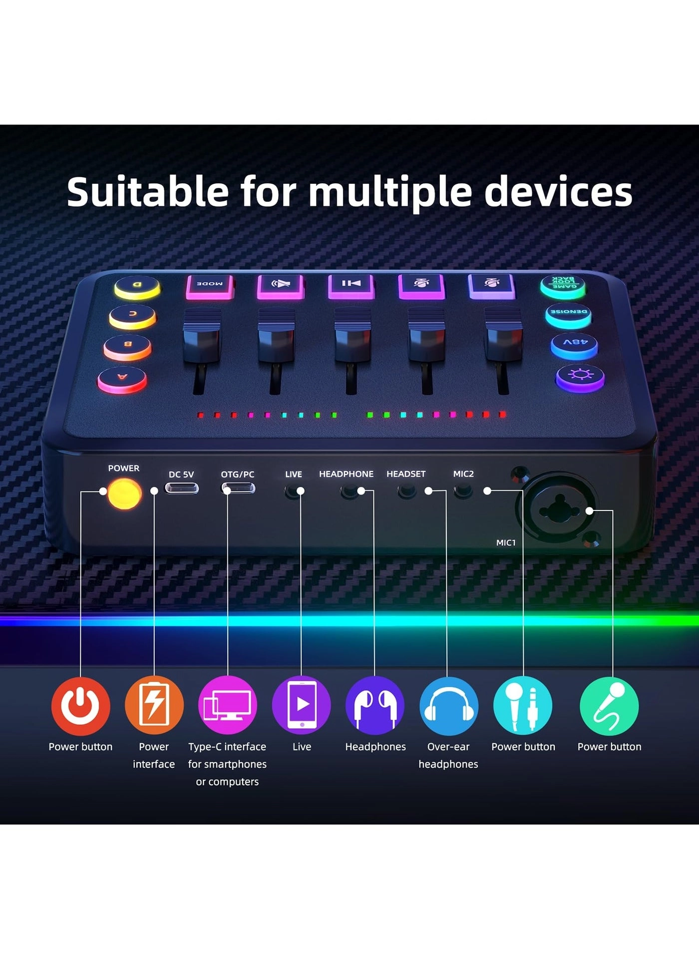 Audio Mixer + Microphone + Stand + Cables