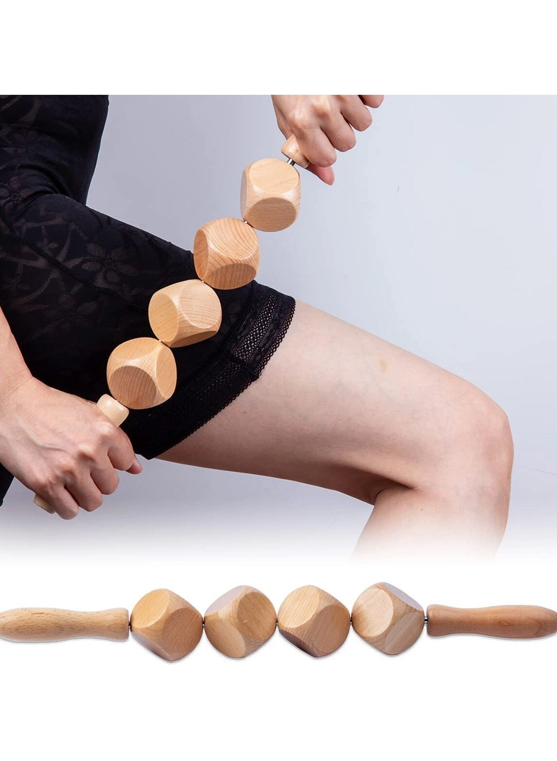 Wood Massage Stick Roller - Cellulite Lymphatic Drainage Deep Tissue