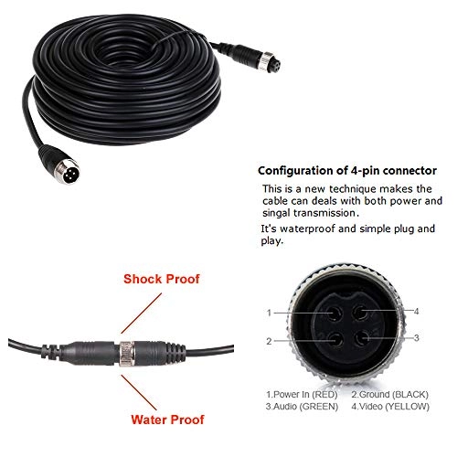 4-Pin Aviation Video Extension Cable - 65ft/20m