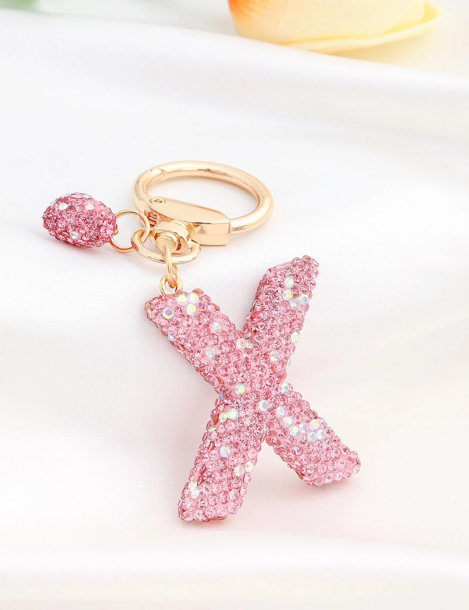 Initial Keychain - L Purple Rhinestone