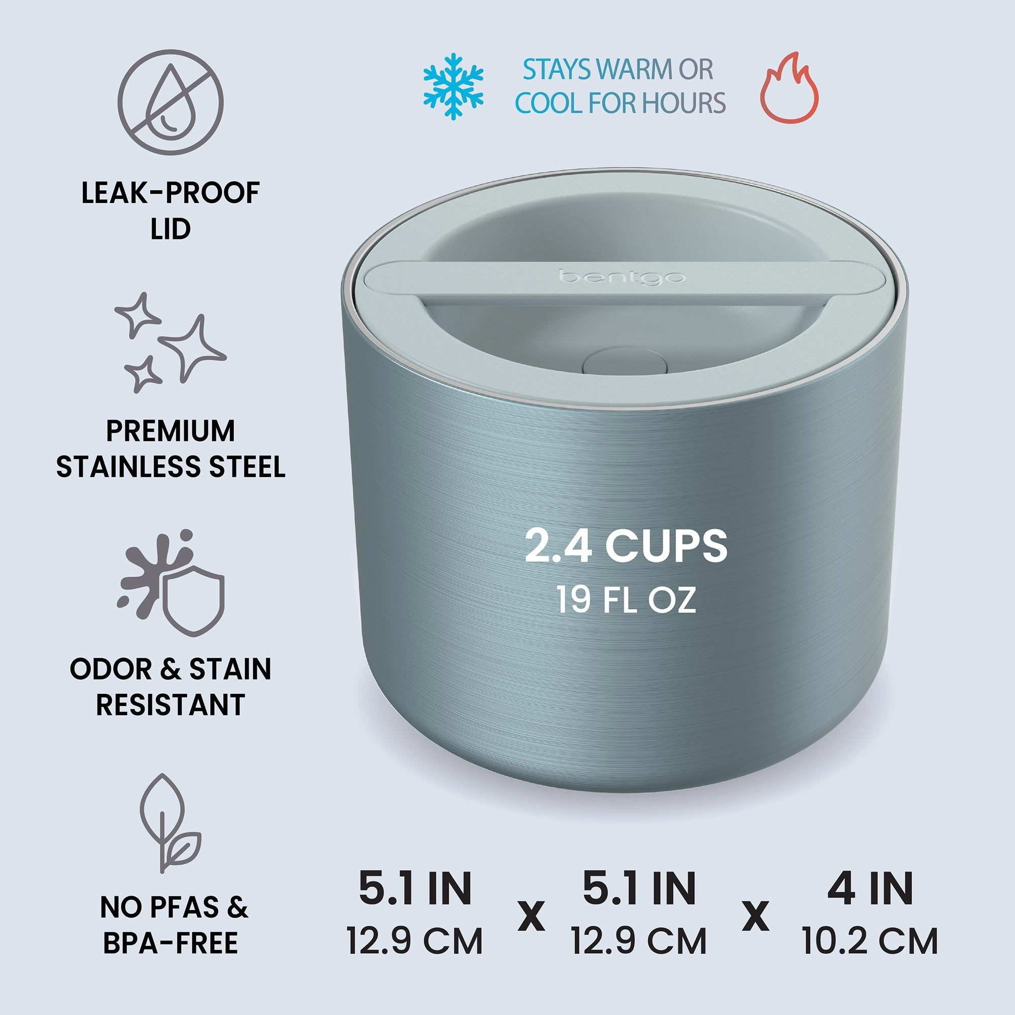 Stainless Steel Insulated Food Lunch Box - Carbon Black 2.4 cups / 19 oz / 560 ml