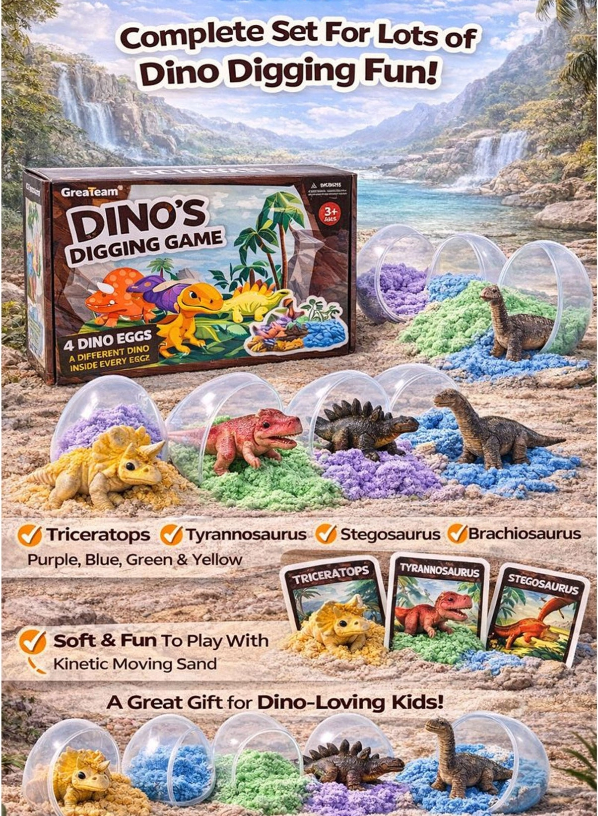 Dino’s Digging Game - 4 Dino Eggs 298–300g