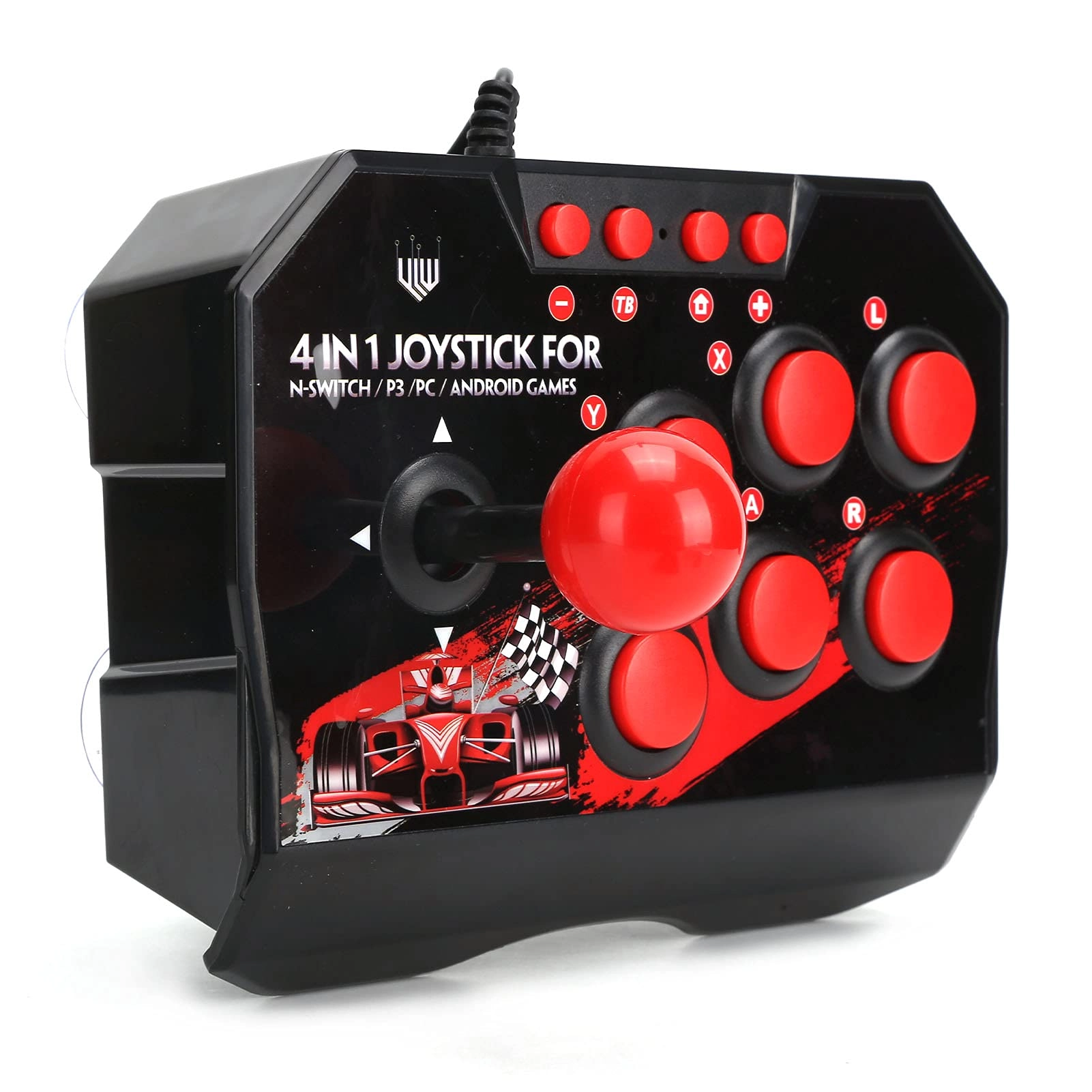 Leapiture Arcade Fight Stick - Black and Red Switch/PC/PS3