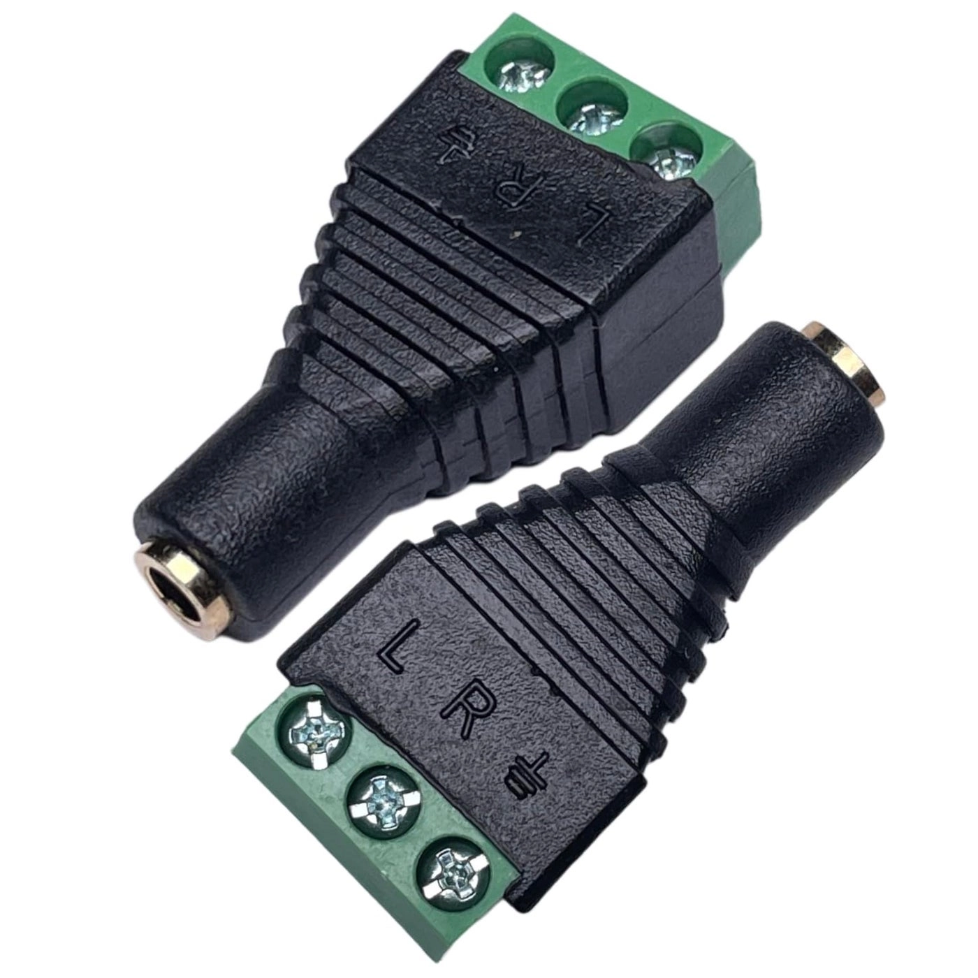 3.5mm Stereo TRS Female Jack to AV Screw Audio Terminal - Solder-Free 4 Pack