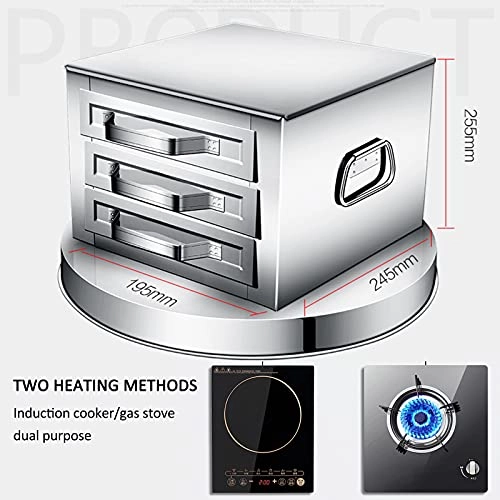 Rice Noodle Roll Food Steamer - 3 Trays Stainless Steel