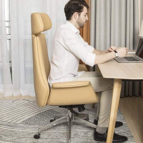 Desk Chair - PU Leather Brown High Back