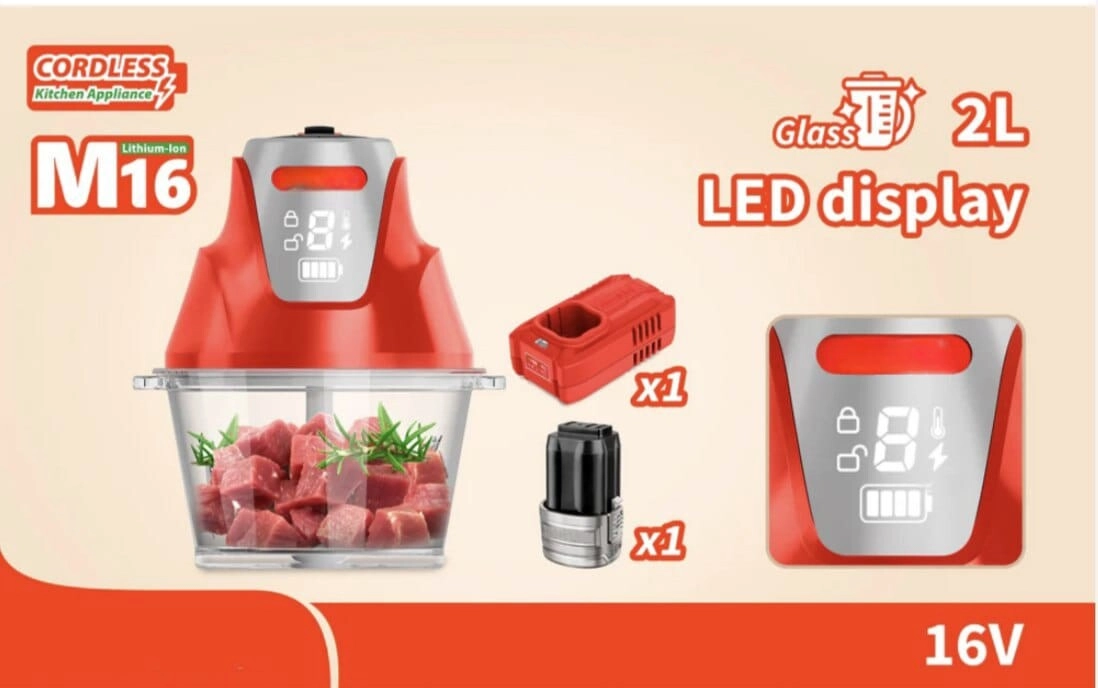 Cordless Electric Food Chopper - 2L Rechargeable