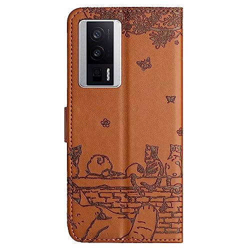 Cat Wallet Case for Xiaomi POCO X5 Pro 5G - PU Leather TPU
