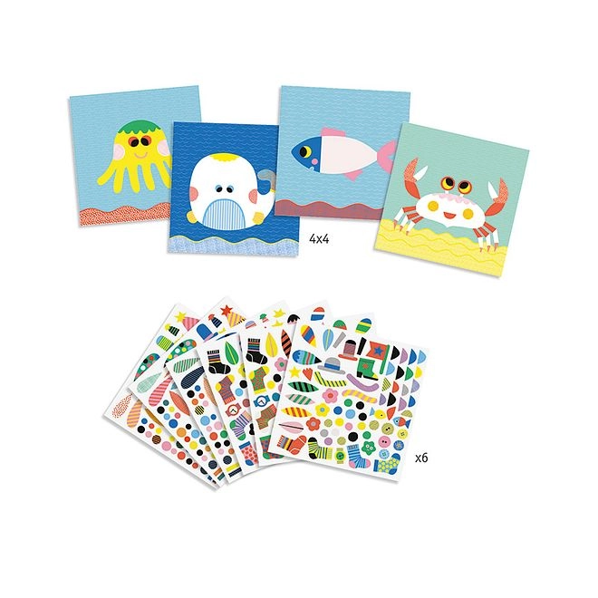 DJECO Sea Creatures Sticker Book 6 pcs