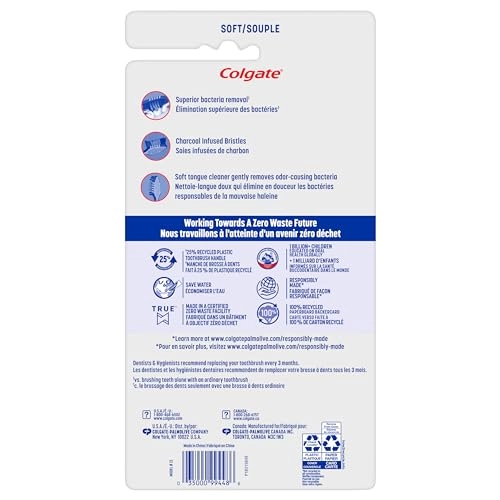 Zig Zag Charcoal Toothbrush - Soft 6-Piece Pack