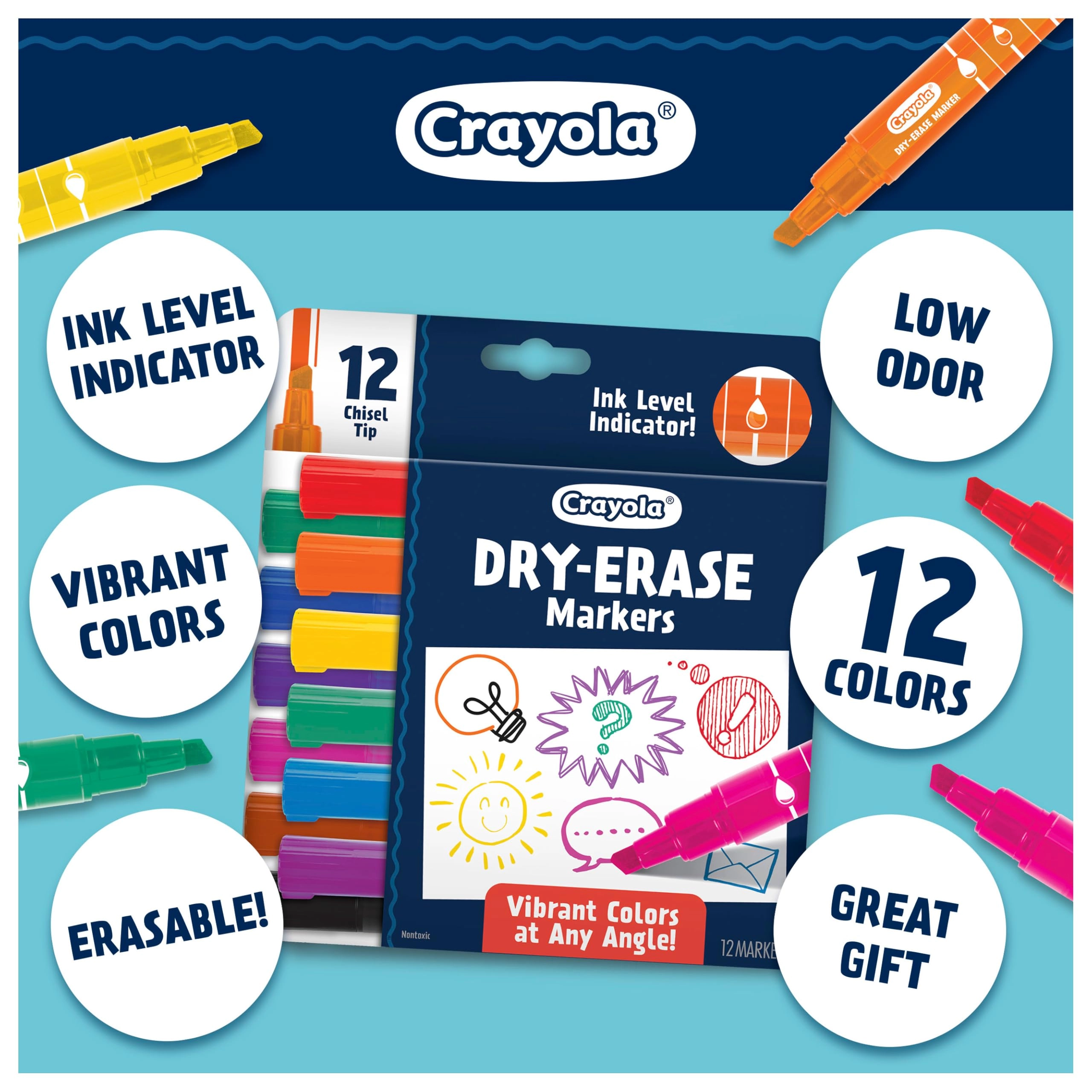 Take Note Dry Erase Markers - Multi-Colors Chisel Tip