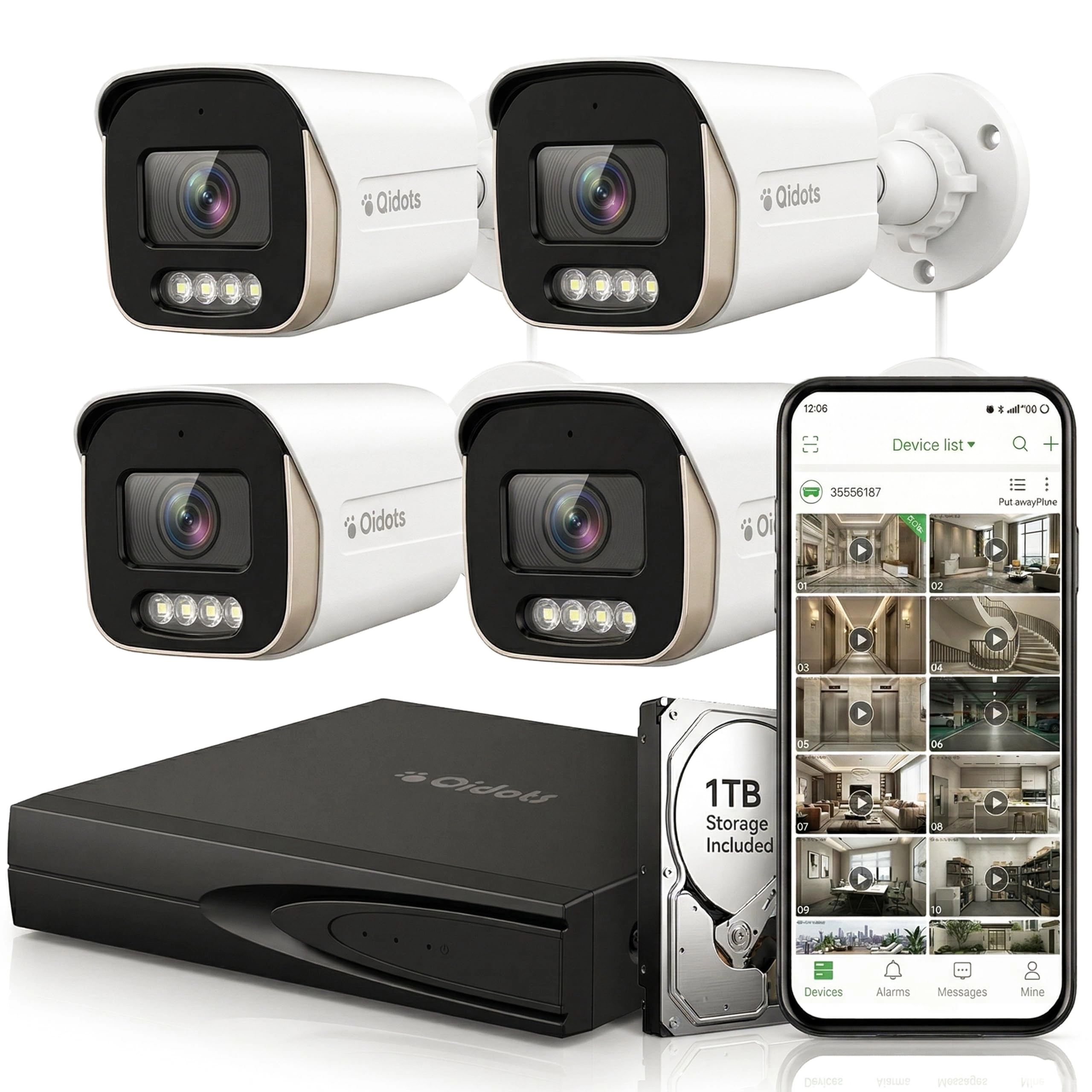 Golens Import Export Pvt Ltd IP Camera - 4PC 8MP + 8 Channel NVR + 4-Port POE Switch + 1TB Hard Disk + Cat6 Patch Cord 20mtr