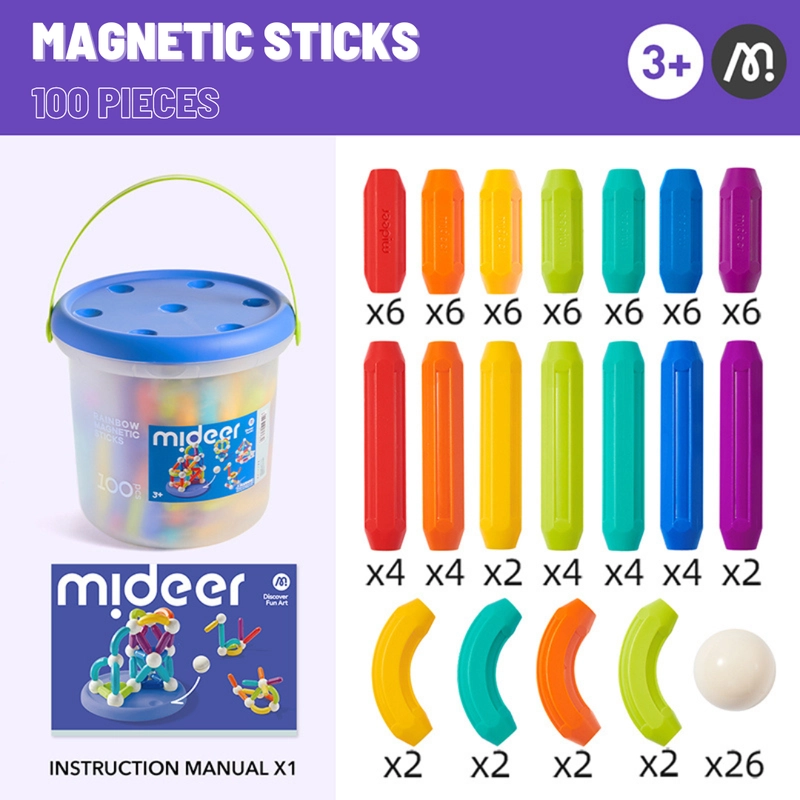 Magnetic Building Sticks - 100 pcs
