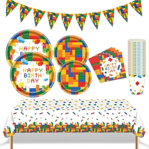 Building Block Party Decorations - 98Pcs Birthday