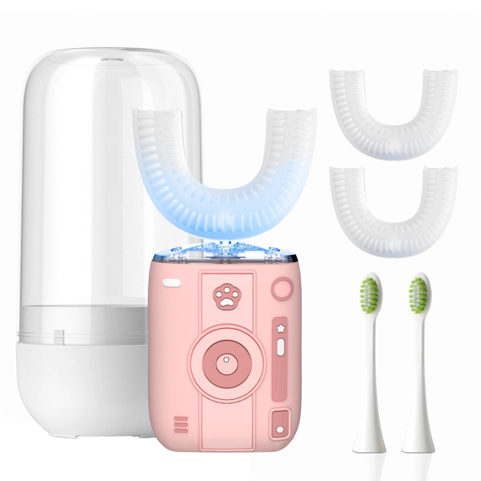 yeklike u-Shaped Electric Toothbrush - Sonic Automatic IPX7 Waterproof 5 Brush Heads