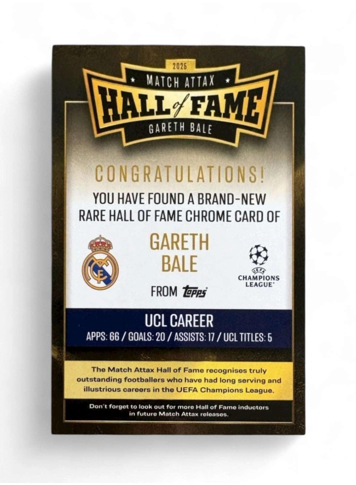 Gareth Bale - Hall of Fame - 1pcs + Bonus football trading cards - 40pcs